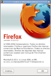 Tela de about do Firefox 2.0.0.11