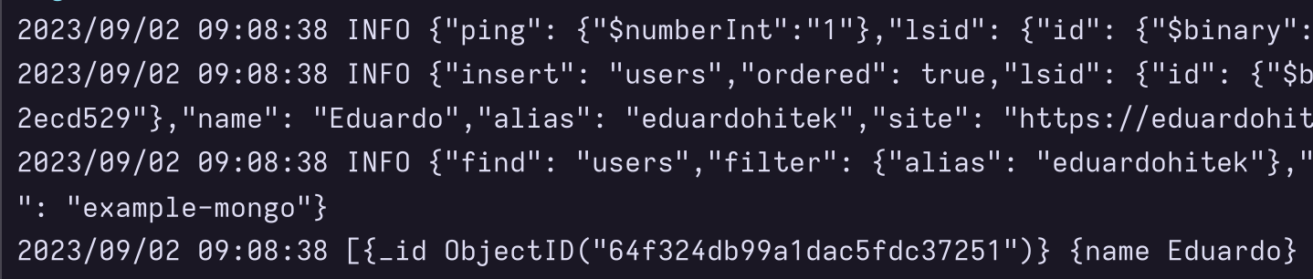 Mongodb query logs snippet