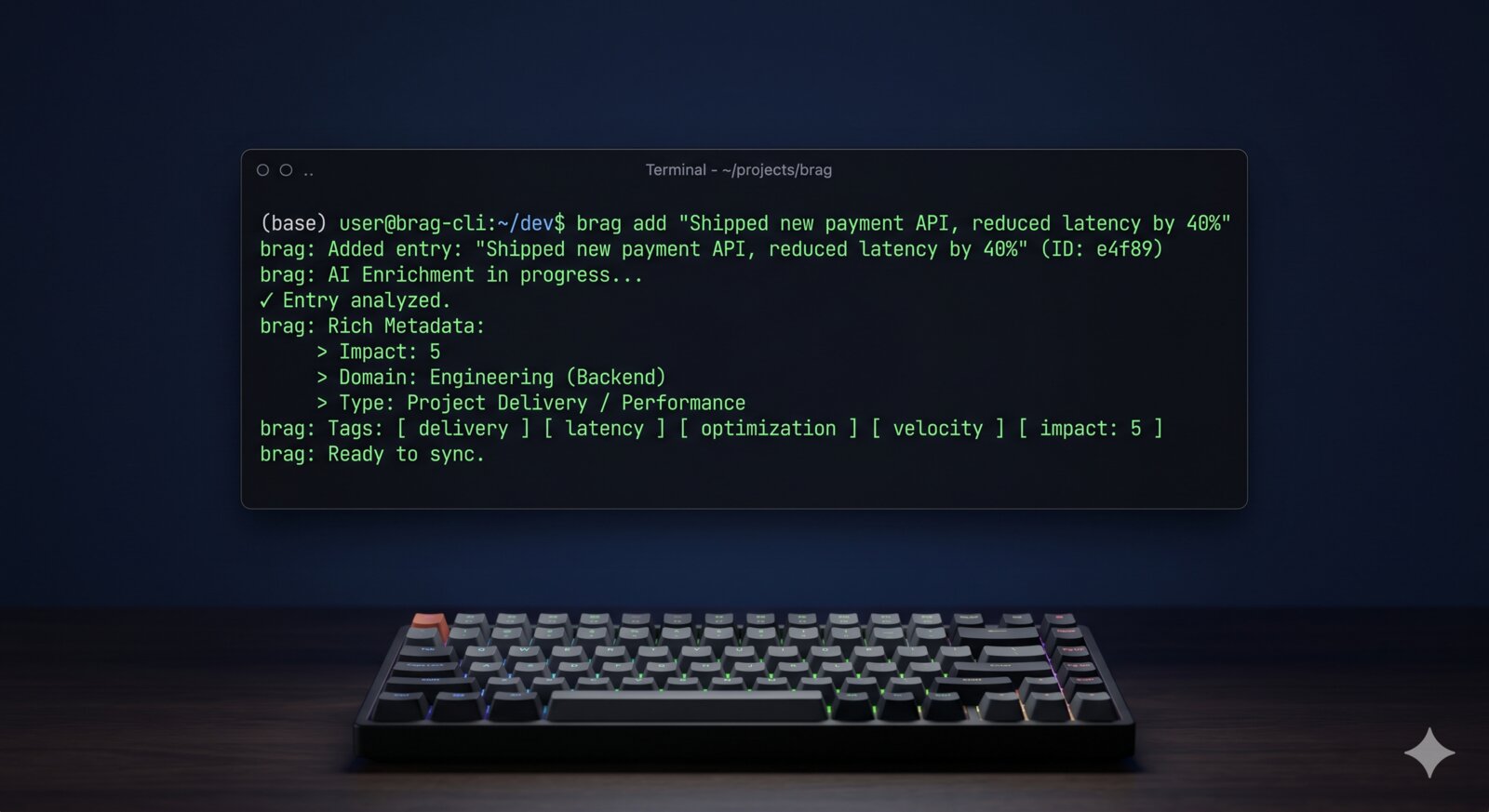 Terminal mostrando o brag-cli em uso