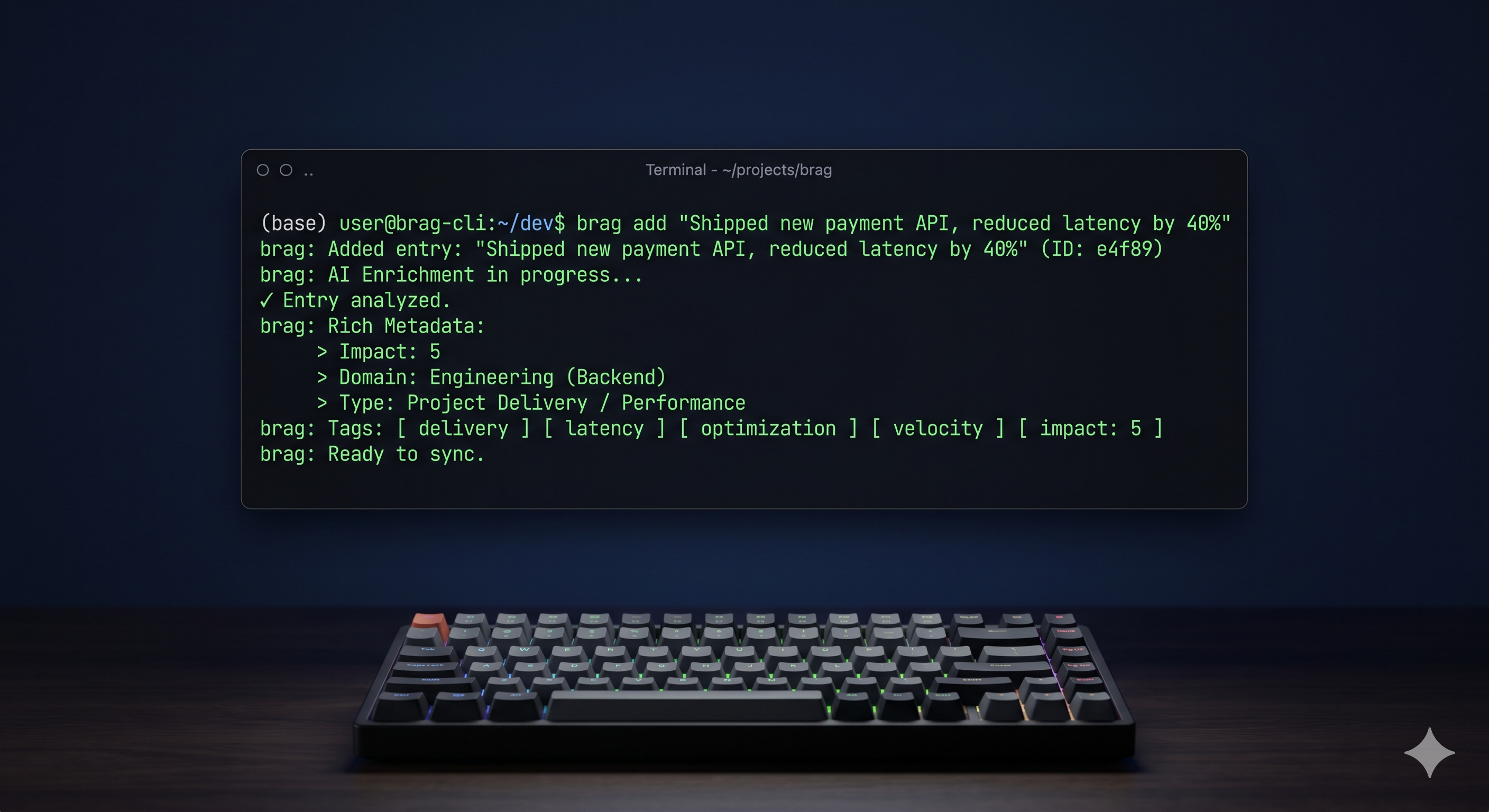 Terminal mostrando o brag-cli em uso